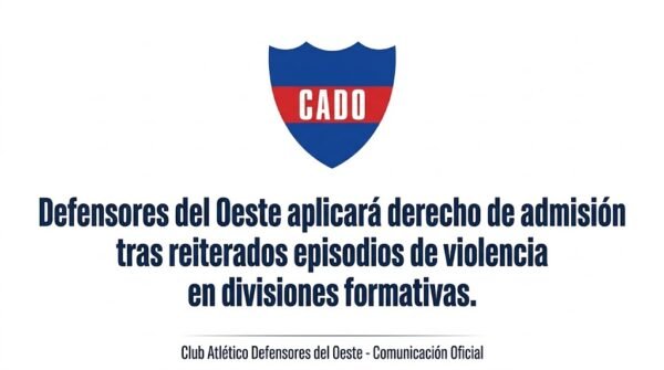 Defensores del Oeste aplicará derecho de admisión tras reiterados episodios de violencia en divisiones formativas