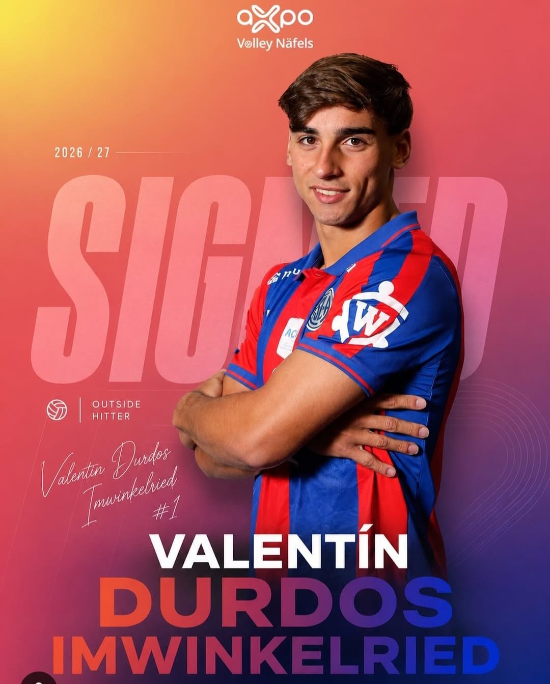 Voley: el «Valesano» Valentín Durdos Imwinkelried, jugará en Suiza